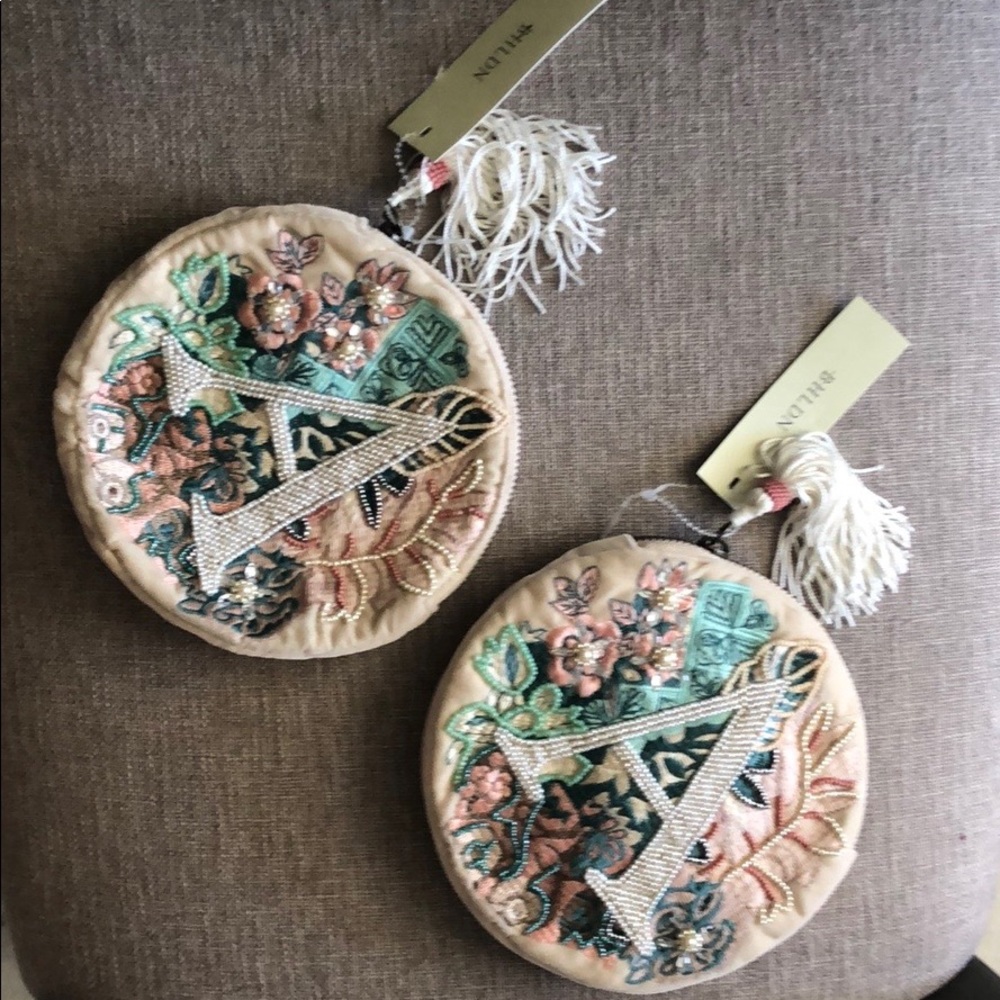 2 NWT Anthropologie/BHLDN monogram pouches